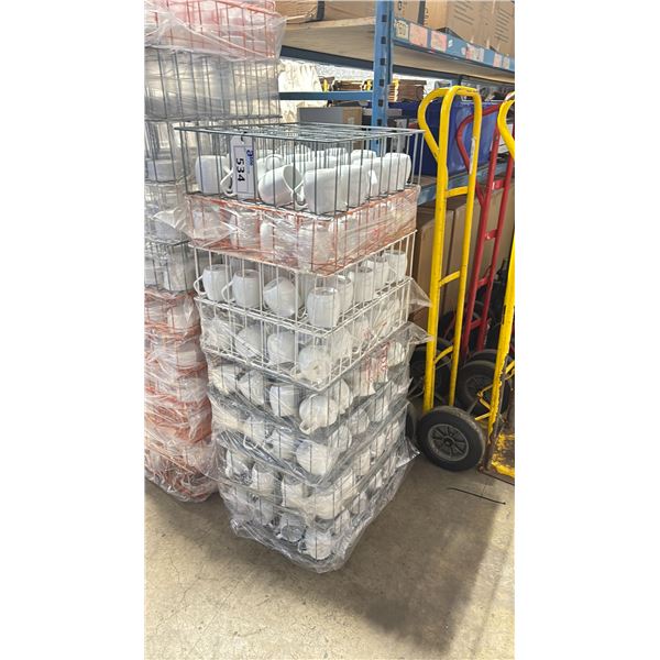 STACK OF COMMERCIAL RESTAURANT TRAYS OF SMALL WHITE PORCELAIN CREAMERS *TRAYS INCLUDED*
