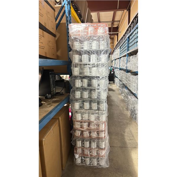 STACK OF 13 COMMERCIAL RESTAURANT TRAYS OF WHITE COFFEE MUGS *TRAYS INCLUDED*