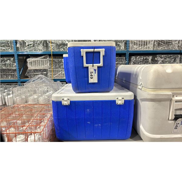 5 COLEMAN 23"L BLUE/WHITE INSULATED CAMPING COOLERS