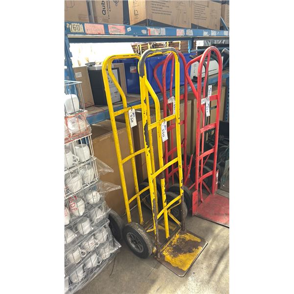 PAIR OF YELLOW SOLID TIRE 2 WHEEL HAND TRUCKS