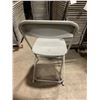 Image 3 : MOBILE CART OF 50 GREY PLASTIC/METAL FRAMED FOLDING STACKING EVENT CHAIRS *CART INCLUDED*