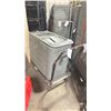 Image 1 : MOBILE CART OF 20 GREY PLASTIC/METAL FRAMED FOLDING STACKING EVENT CHAIRS *CART INCLUDED*