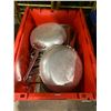 Image 2 : BIN OF THERMALLOY COMMERCIAL FRYING PANS & STACKS OF CHROME COMMERCIAL DESIGNER ICE BUCKETS