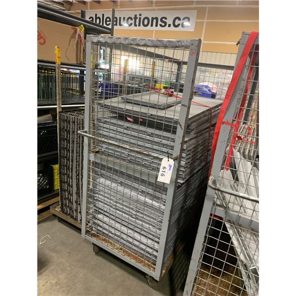 GREY INTERLOCKING PLASTIC DANCE FLOOR/ BANQUET FLOORING TILES ON MOBILE CART *CART INCLUDED*