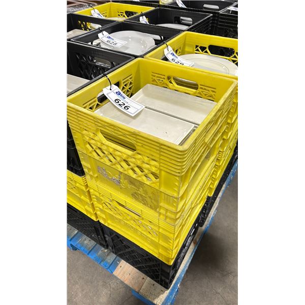 3 PLASTIC CRATES OF 10"W RECTANGLE COMMERCIAL RESTAURANT APPETIZER PLATES *PLASTIC CRATES INCLUDED*