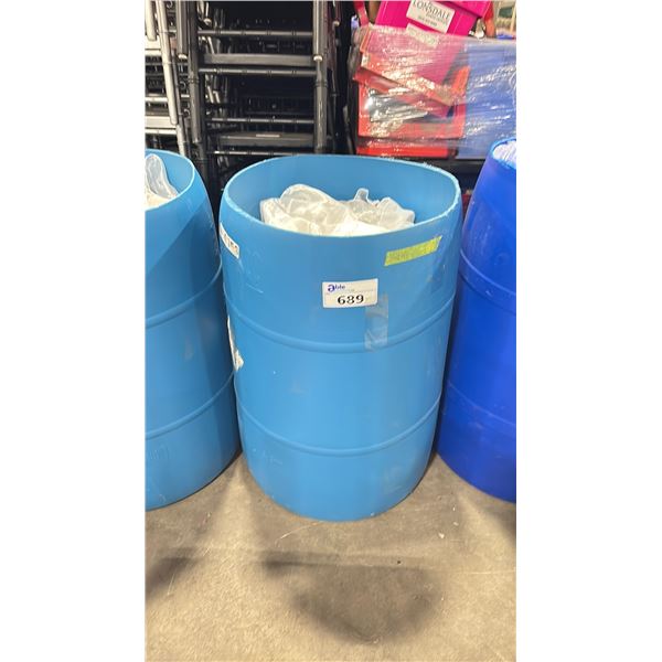 BARREL FULL OF ASSORTED SIZE/LENGTH/COLOR BANQUET LINENS *BARREL INCLUDED*