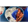 Image 2 : BARREL FULL OF ASSORTED SIZE/LENGTH/COLOR BANQUET LINENS *BARREL INCLUDED*