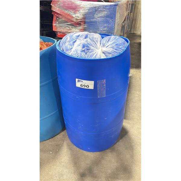 BARREL FULL OF ASSORTED SIZE/LENGTH/COLOR BANQUET LINENS *BARREL INCLUDED*