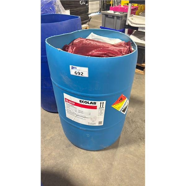 BARREL FULL OF ASSORTED SIZE/LENGTH/COLOR BANQUET LINENS *BARREL INCLUDED*