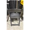 Image 3 : STACK OF 14 BLACK PLASTIC FOLDING EVENT CHAIRS ON MOBILE CHAIR CART * CART INCLUDED *