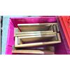 Image 2 : 3 BINS OF 18"W X 10"D X 4"H NATURAL WOOD BANQUET RISERS *BINS INCLUDED*