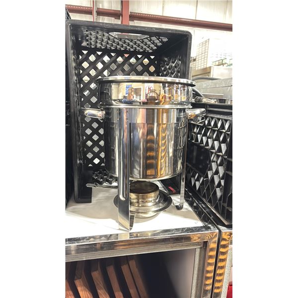 COMMERCIAL STAINLESS STEEL FONDUE POT WITH A 9" DIAMETER