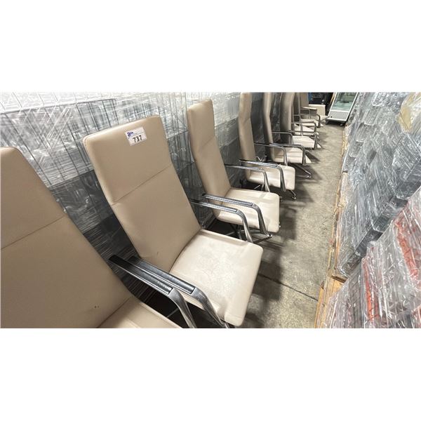 4 CREAM VINYL HIGH BACK SWIVEL CHAIRS