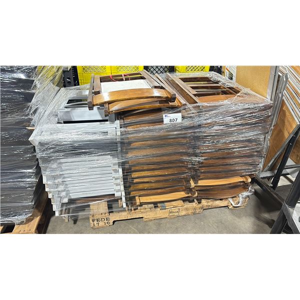 PALLET OF 40 ASSORTED BLACK / BROWN / WHITE WOODEN FOLDING EVENT CHAIRS
