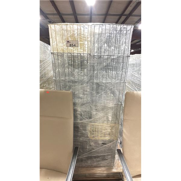 PALLET OF COMMERCIAL RESTAURANT TRAYS OF STEMMED WHITE WINE GLASSES & STEMMED LIQUEUR GLASSES
