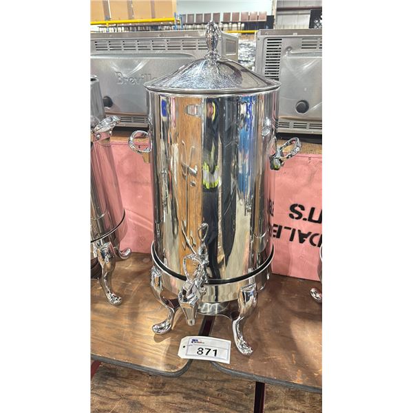 STAINLESS STEEL HEATED DRINK DISPENSER ON STAND