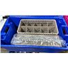 Image 2 : 4 BLUE BINS OF COMMERCIAL RESTAURANT DISH TRAYS WITH WHITE SALT/PEPPER SHAKERS & CLEAR SALT/PEPPER