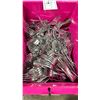 Image 2 : 4 PLASTIC FOLD TOP BINS OF STAINLESS STEEL ROUND ENDED FORKS *BINS INCLUDED*