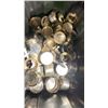 Image 3 : BLACK PLASTIC BIN OF STAINLESS STEEL COMMERCIAL RESTAURANT GEL POT COVERS *BIN INCLUDED*
