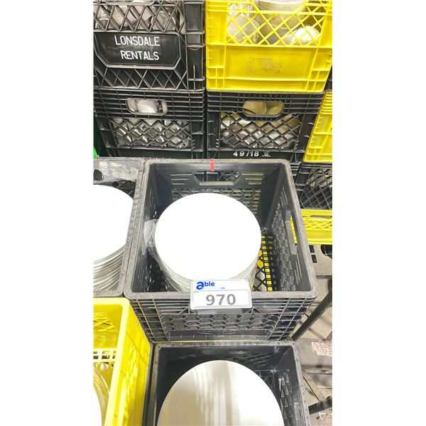 3 PLASTIC CRATES OF 9" WHITE COMMERCIAL RESTAURANT SIDE PLATES *PLASTIC CRATES INCLUDED*