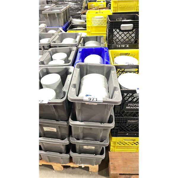12 PLASTIC CRATES OF WHITE COMMERCIAL RESTAURANT SIDE PLATES / SAUCERS *PLASTIC CRATES INCLUDED*