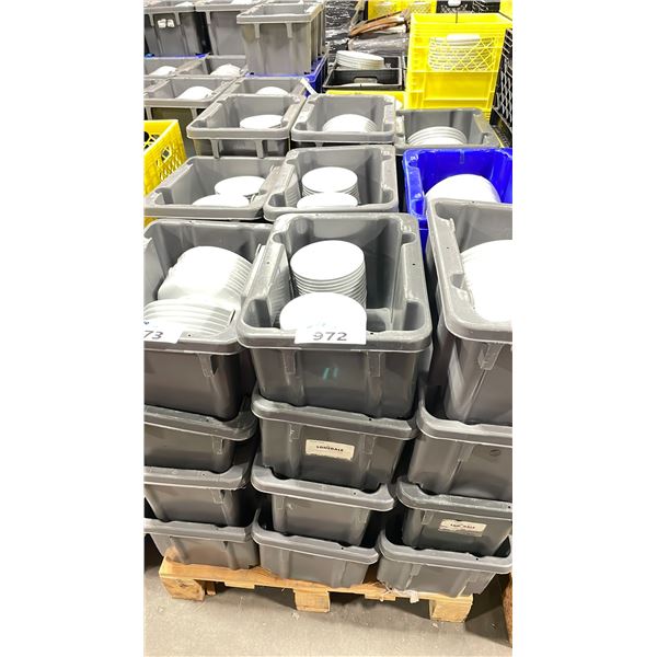 12 PLASTIC CRATES OF WHITE COMMERCIAL RESTAURANT SIDE PLATES / SAUCERS *PLASTIC CRATES INCLUDED*