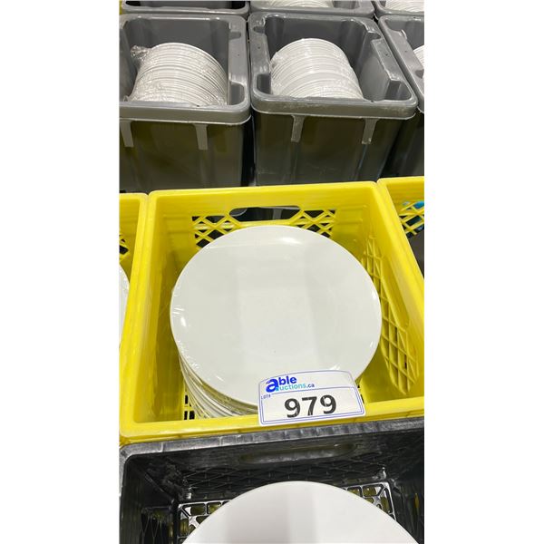 3 PLASTIC CRATES OF 11" WHITE COMMERCIAL RESTAURANT DINNER PLATES *PLASTIC CRATES INCLUDED*