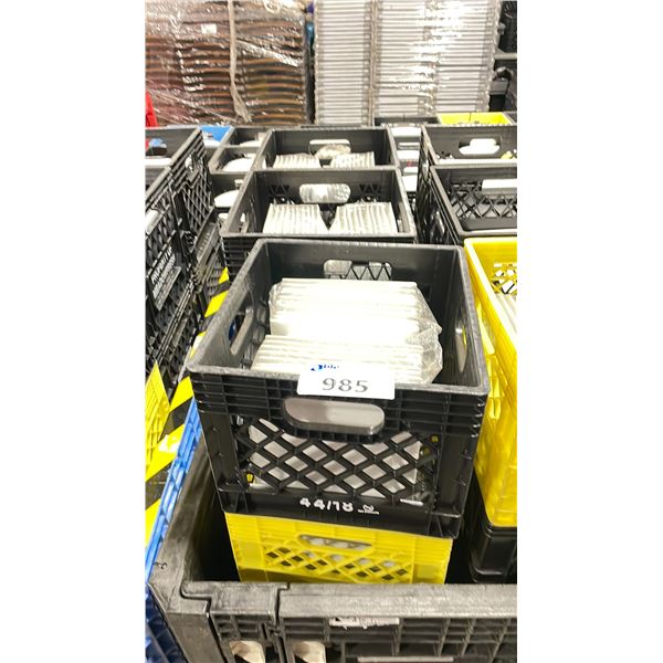12 PLASTIC CRATES OF ASSORTED WHITE COMMERCIAL RESTAURANT APPETIZER PLATES *PLASTIC CRATES INCLUDED*