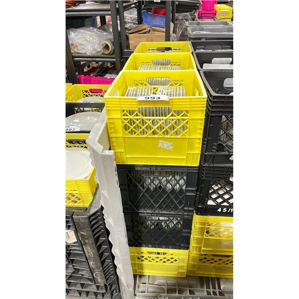 12 PLASTIC CRATES OF ASSORTED WHITE COMMERCIAL RESTAURANT DINNER / SIDE PLATES *PLASTIC CRATES