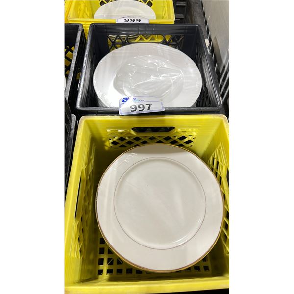 3 PLASTIC CRATES OF 12" WHITE DEEP COMMERCIAL RESTAURANT DINNER PLATES *PLASTIC CRATES INCLUDED*