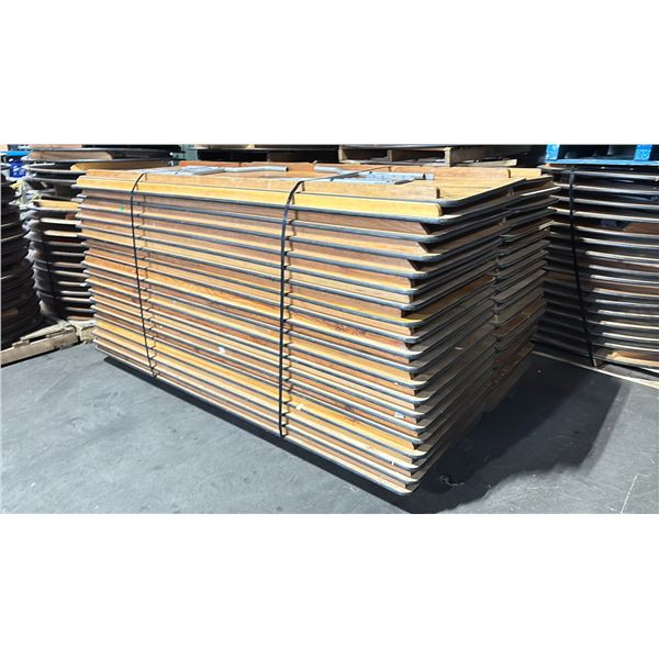 PALLET OF 40 - 8'L X 30"W RECTANGULAR COMMERCIAL GRADE WOODEN EVENT FOLDING TABLES *MUST TAKE ALL*