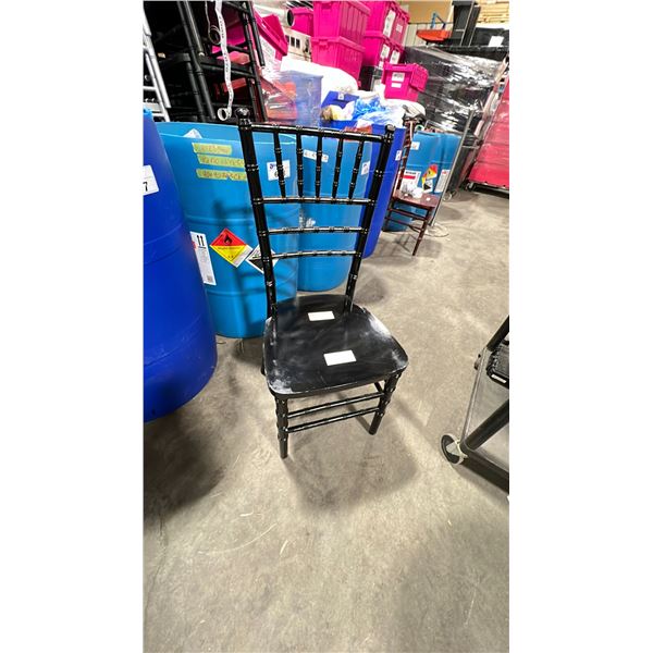 STACK OF 4 BLACK WOODEN CHIAVARI EVENT 18" CHAIRS