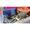 Image 2 : 2 TIER MOBILE SERVICE REPAIR CART WITH ASSORTED BINS OF HARDWARE, CABLE & REPAIR CONTENTS