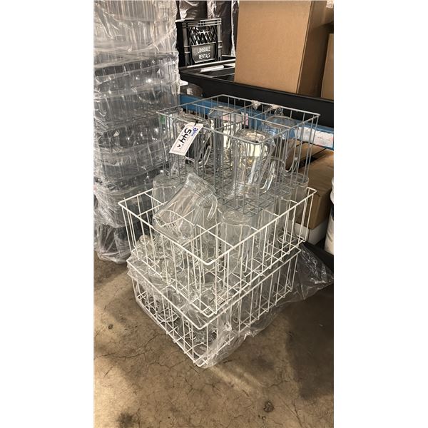 COMMERCIAL RESTAURANT TRAYS OF GLASS PITCHERS, WATER CARAFES & SHOT GLASSES