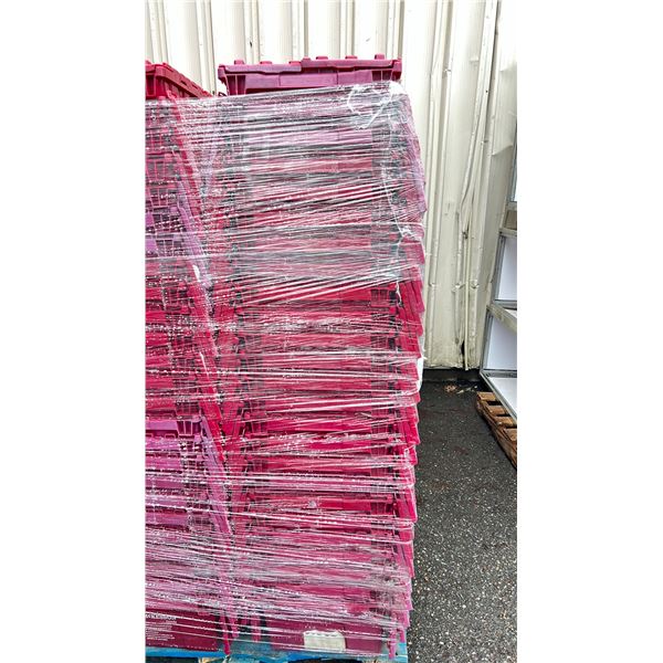 50 COMMERCIAL STACKING RED HINGED LID STORAGE TOTES