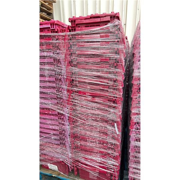 50 COMMERCIAL STACKING RED HINGED LID STORAGE TOTES