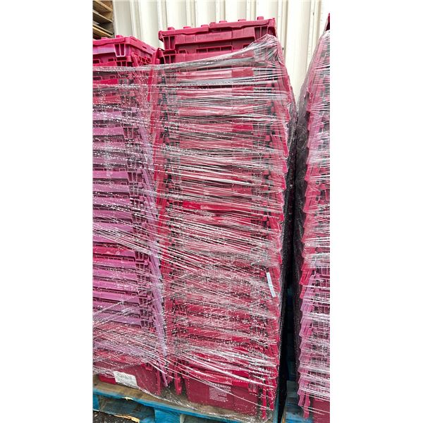 50 COMMERCIAL STACKING RED HINGED LID STORAGE TOTES