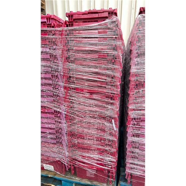 50 COMMERCIAL STACKING RED HINGED LID STORAGE TOTES