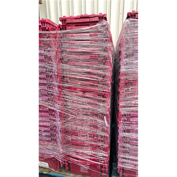 50 COMMERCIAL STACKING RED HINGED LID STORAGE TOTES