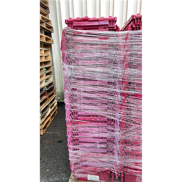 50 COMMERCIAL STACKING RED HINGED LID STORAGE TOTES
