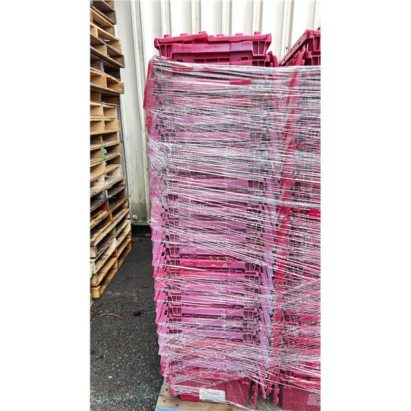 50 COMMERCIAL STACKING RED HINGED LID STORAGE TOTES