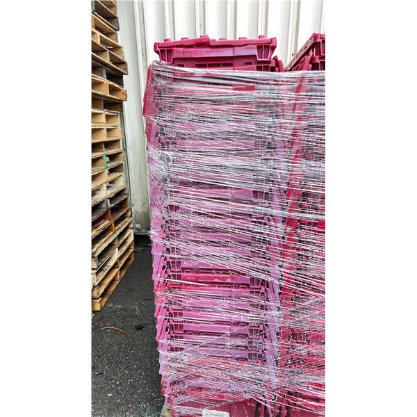 50 COMMERCIAL STACKING RED HINGED LID STORAGE TOTES