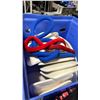 Image 2 : BLUE PLASTIC MOBILE EVENT CART WITH ASSORTED VELVET STYLE CROWD CONTROL STANCHION ROPES *PLASTIC