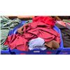 Image 2 : BLUE PLASTIC MOBILE EVENT CART WITH ASSORTED COLOR PROFESSIONAL EVENT / BANQUET TABLE LINENS