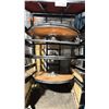 Image 3 : BLACK METAL MOBILE COCKTAIL TABLE EVENT CART WITH ASSORTED WOODEN 3 PCS COCKTAIL TABLES / STANDS /