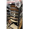 Image 3 : BLACK METAL MOBILE COCKTAIL TABLE EVENT CART WITH ASSORTED WOODEN 3 PCS COCKTAIL TABLES / STANDS /