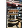 Image 3 : BLACK METAL MOBILE COCKTAIL TABLE EVENT CART WITH ASSORTED WOODEN 3 PCS COCKTAIL TABLES / STANDS /