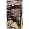 Image 3 : BLACK METAL MOBILE COCKTAIL TABLE EVENT CART WITH ASSORTED WOODEN 3 PCS COCKTAIL TABLES / STANDS /