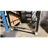 Image 4 : BLACK METAL MOBILE COCKTAIL TABLE EVENT CART WITH ASSORTED WOODEN 3 PCS COCKTAIL TABLES / STANDS /