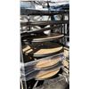 Image 3 : BLACK METAL MOBILE COCKTAIL TABLE EVENT CART WITH ASSORTED WOODEN 3 PCS COCKTAIL TABLES / STANDS /